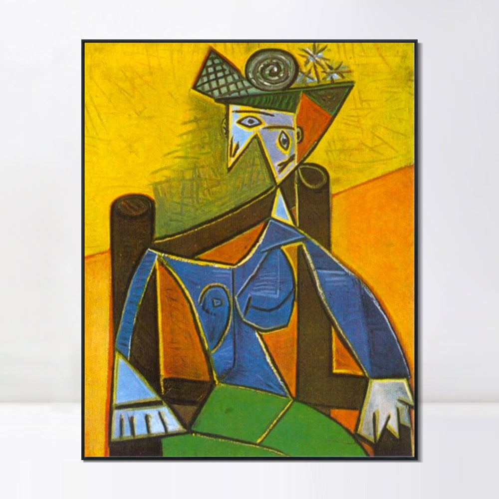 INVIN ART Framed Canvas Giclee Print Art 1941 Femme assise dans un fauteuil 4 by Pablo Picasso Wall Art