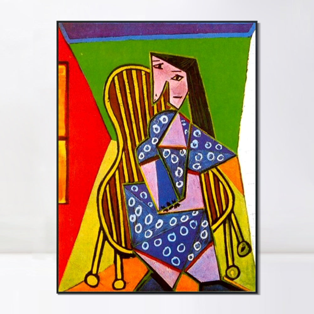 INVIN ART Framed Canvas Giclee Print Art 1941 Femme assise dans un fauteuil by Pablo Picasso Wall Art