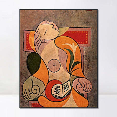 INVIN ART Framed Canvas Giclee Print Art 1932 La lecture by Pablo Picasso Wall Art Living Room Home Office Decorations