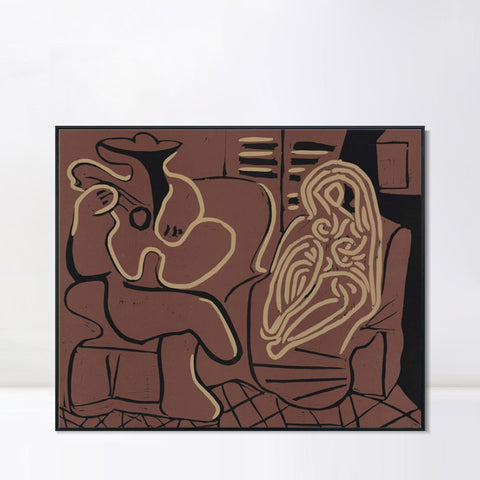 INVIN ART Framed Canvas Giclee Print Art Series#402 by Pablo Picasso Wall Art Living Room Home Office Decorations