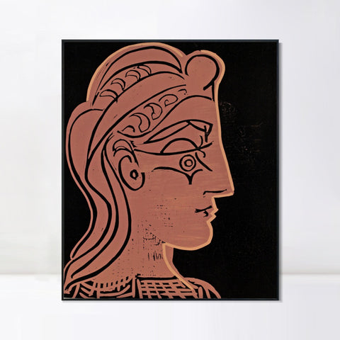 INVIN ART Framed Canvas Giclee Print Art Woman's profile t-shirt by Pablo Picasso Wall Art Living Room Home Office Decorations