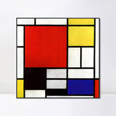 INVIN ART Framed Canvas Abstract Composition in Red, Yellow, Blue and Black, 1921 by Piet Cornelies Mondrian Wall Art Living Room Home Office Decorations