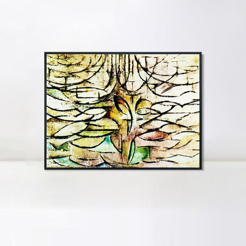 INVIN ART Framed Canvas Apple Tree in Bloom by Piet Cornelies Mondrian Wall Art Living Room Home Office Decorations