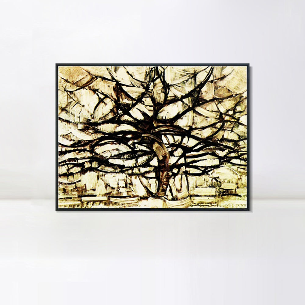 INVIN ART Framed Canvas Silver Tree Gemeentemuseum Den HAAG by Piet Cornelies Mondrian Wall Art Living Room Home Office Decorations