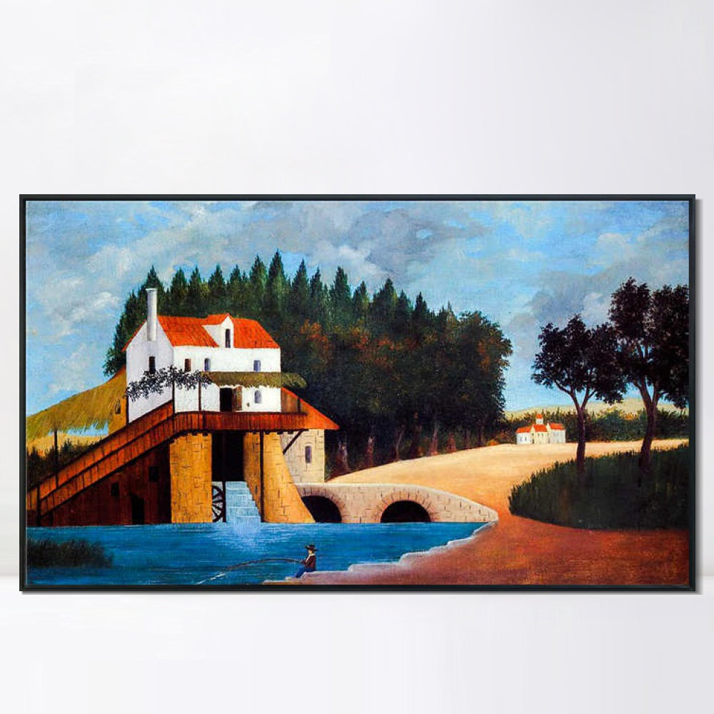 INVIN ART Framed Canvas Giclee Print Art The Mill by Henri Rousseau Wall Art