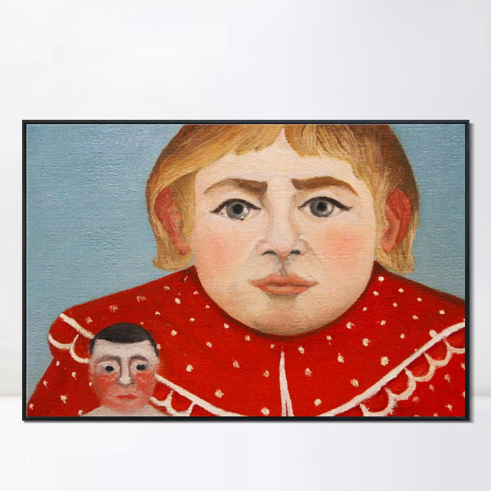 INVIN ART Framed Canvas Giclee Print Art The Girl with a Doll#2 by Henri Rousseau Wall Art