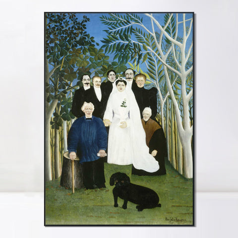 INVIN ART Framed Canvas Giclee Print Art The Wedding Party by Henri Rousseau Wall Art Living Room Home Office Decorations