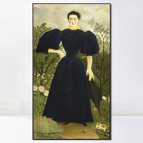 INVIN ART Framed Canvas Giclee Print Art Portrait of a Woman by Henri Rousseau Wall Art Living Room Home Office Decorations