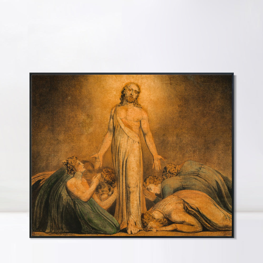 INVIN ART Framed Canvas Giclee Print Art Christ Appearing to The Apostles After The Resurrection by William Blake Wall Art