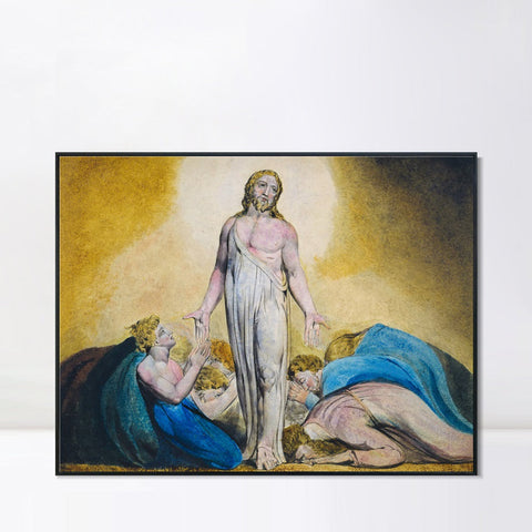 INVIN ART Framed Canvas Giclee Print Art Christ Appearing to The Apostles After The Resurrection#2 by William Blake Wall Art Living Room Home Office Decorations