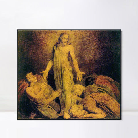INVIN ART Framed Canvas Giclee Print Art Christ Appearing to The Apostles After The Resurrection#3 by William Blake Wall Art Living Room Home Office Decorations