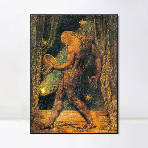 INVIN ART Framed Canvas Giclee Print Art The Ghost of a Flea by William Blake Wall Art Living Room Home Office Decorations