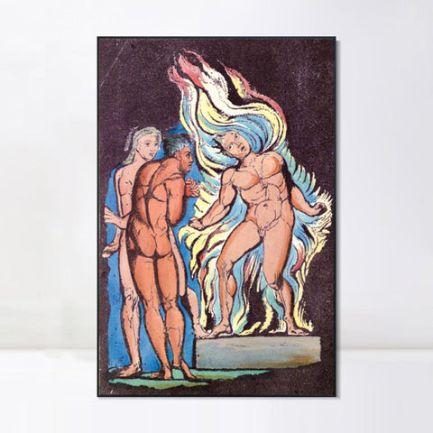 INVIN ART Framed Canvas Giclee Print Art Series#008 by William Blake Wall Art Living Room Home Office Decorations