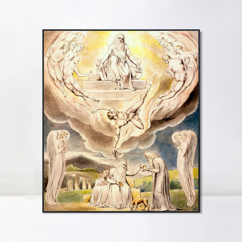 INVIN ART Framed Canvas Giclee Print Art Satan Going Forth from The Presence of The Lord by William Blake Wall Art Living Room Home Office Decorations