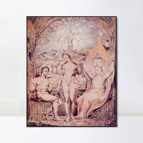 INVIN ART Framed Canvas Giclee Print Art Series#017 by William Blake Wall Art Living Room Home Office Decorations