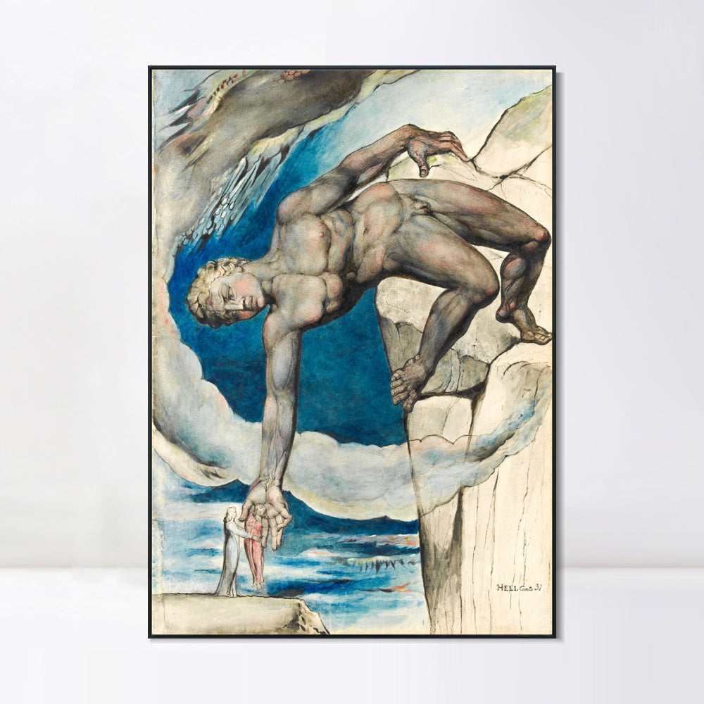 INVIN ART Framed Canvas Giclee Print Art Last Circle of Hell by William Blake Wall Art