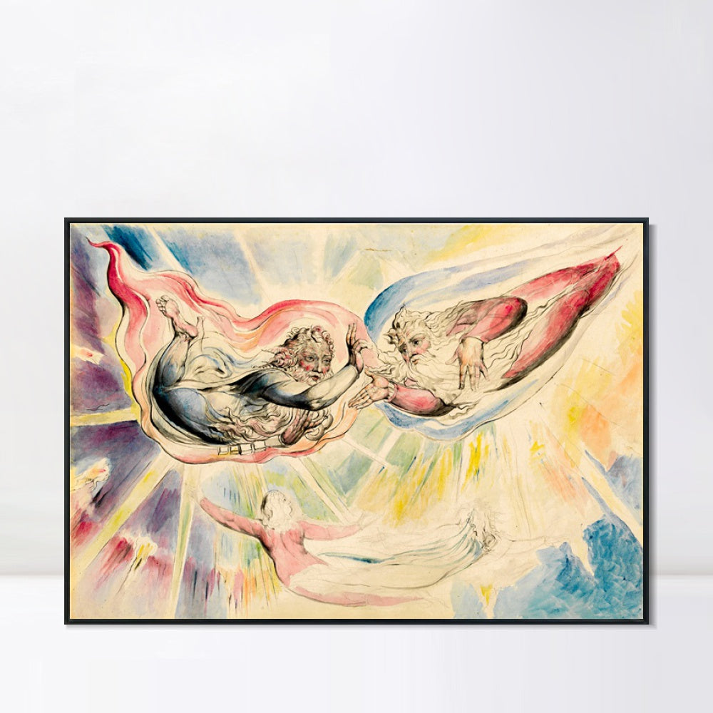 INVIN ART Framed Canvas Giclee Print Art St Peter and St James with Dante and Beatrice by William Blake Wall Art