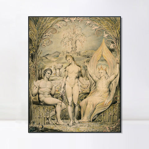 INVIN ART Framed Canvas Giclee Print Art The Archangel Raphael with adam and eve by William Blake Wall Art Living Room Home Office Decorations