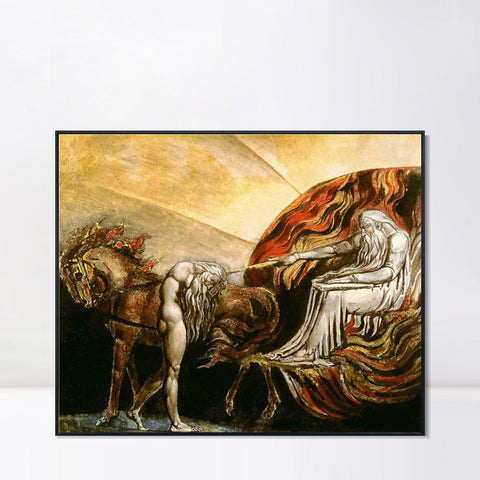 INVIN ART Framed Canvas Giclee Print Art Series#025 by William Blake Wall Art Living Room Home Office Decorations