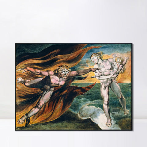 INVIN ART Framed Canvas Giclee Print Art Series#026 by William Blake Wall Art Living Room Home Office Decorations