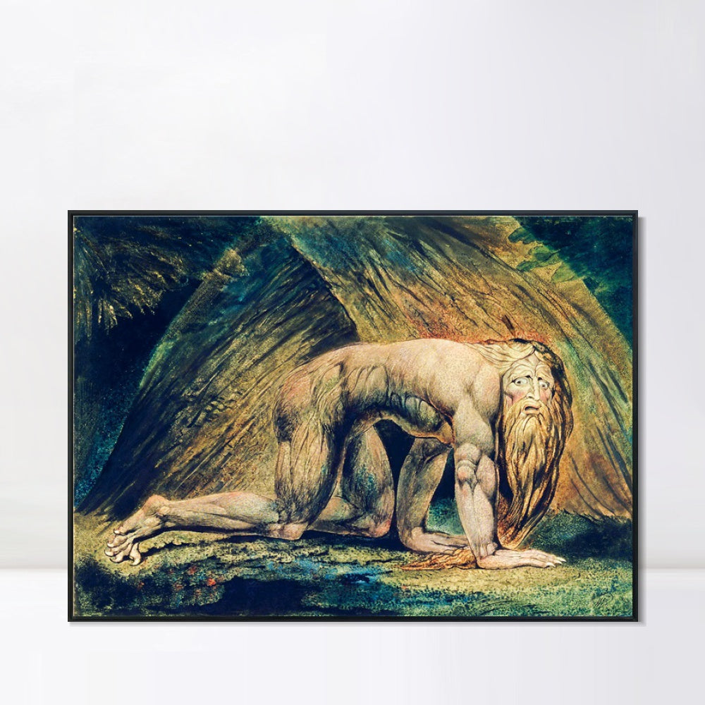 INVIN ART Framed Canvas Giclee Print Art NEBUCHADNEZZAR by William Blake Wall Art
