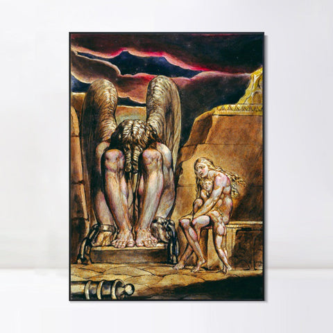 INVIN ART Framed Canvas Giclee Print Art Series#040 by William Blake Wall Art Living Room Home Office Decorations