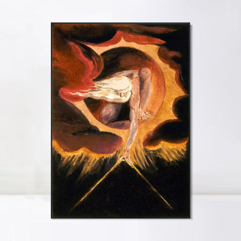INVIN ART Framed Canvas Giclee Print Art the omnipotent#2 by William Blake Wall Art Living Room Home Office Decorations