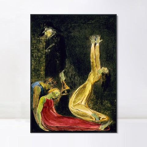 INVIN ART Framed Canvas Giclee Print Art Series#045 by William Blake Wall Art Living Room Home Office Decorations