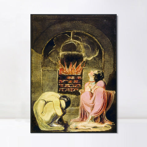 INVIN ART Framed Canvas Giclee Print Art Series#047 by William Blake Wall Art Living Room Home Office Decorations