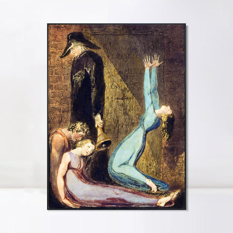 INVIN ART Framed Canvas Giclee Print Art Series#048 by William Blake Wall Art Living Room Home Office Decorations
