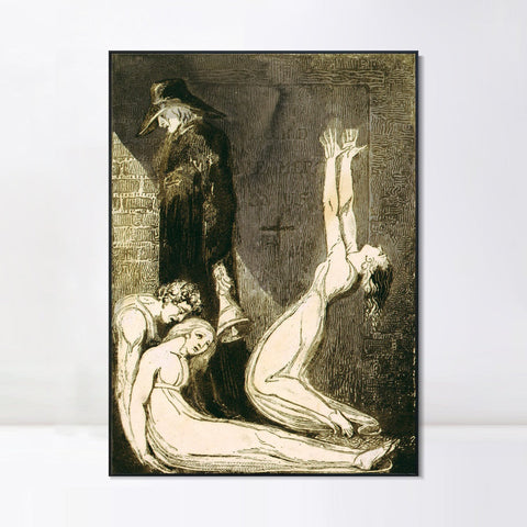 INVIN ART Framed Canvas Giclee Print Art Series#049 by William Blake Wall Art Living Room Home Office Decorations