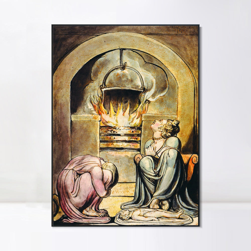 INVIN ART Framed Canvas Giclee Print Art Series#051 by William Blake Wall Art