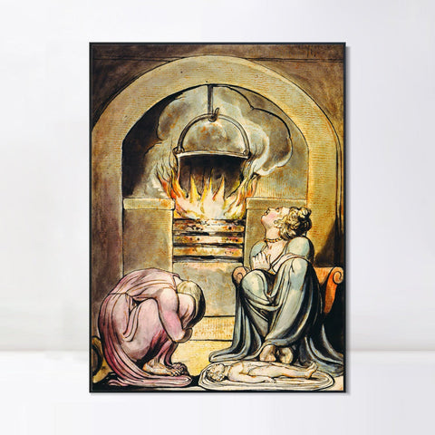 INVIN ART Framed Canvas Giclee Print Art Series#051 by William Blake Wall Art Living Room Home Office Decorations