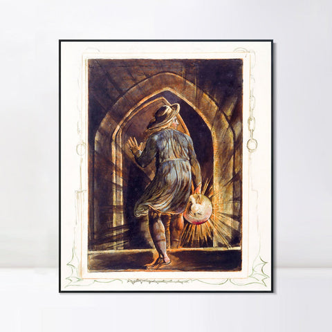 INVIN ART Framed Canvas Giclee Print Art Los Entering the Grave by William Blake Wall Art Living Room Home Office Decorations