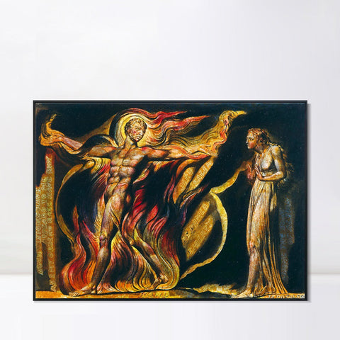 INVIN ART Framed Canvas Giclee Print Art Series#054 by William Blake Wall Art Living Room Home Office Decorations