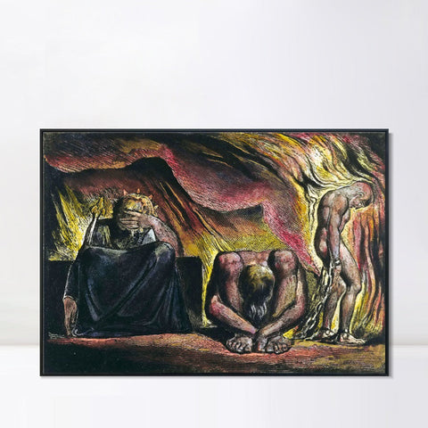 INVIN ART Framed Canvas Giclee Print Art Series#055 by William Blake Wall Art Living Room Home Office Decorations