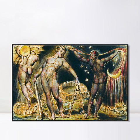 INVIN ART Framed Canvas Giclee Print Art Series#057 by William Blake Wall Art Living Room Home Office Decorations