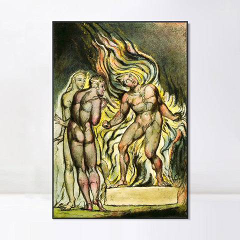 INVIN ART Framed Canvas Giclee Print Art Series#059 by William Blake Wall Art Living Room Home Office Decorations