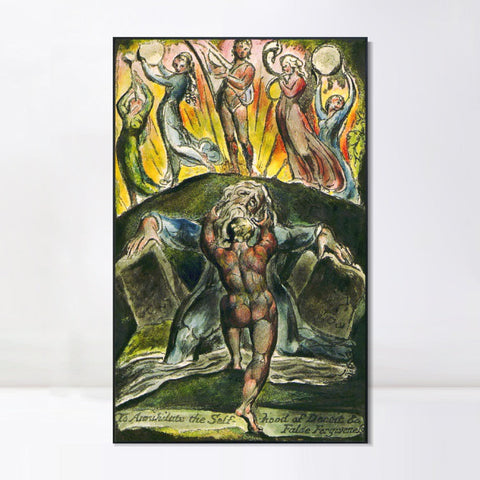 INVIN ART Framed Canvas Giclee Print Art Series#061 by William Blake Wall Art Living Room Home Office Decorations