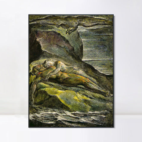 INVIN ART Framed Canvas Giclee Print Art Series#063 by William Blake Wall Art Living Room Home Office Decorations