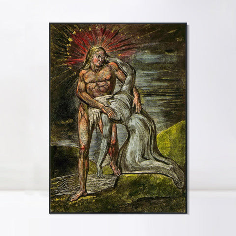 INVIN ART Framed Canvas Giclee Print Art Series#064 by William Blake Wall Art Living Room Home Office Decorations