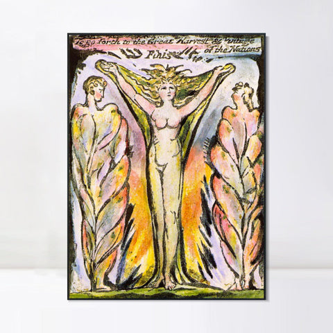 INVIN ART Framed Canvas Giclee Print Art Series#066 by William Blake Wall Art Living Room Home Office Decorations