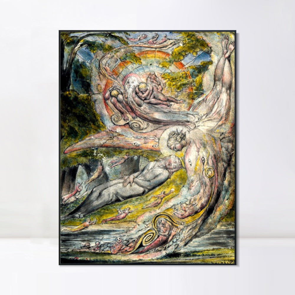 INVIN ART Framed Canvas Giclee Print Art Milton's Mysterious Dream by William Blake Wall Art
