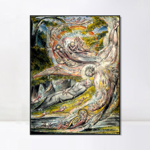 INVIN ART Framed Canvas Giclee Print Art Milton's Mysterious Dream by William Blake Wall Art Living Room Home Office Decorations
