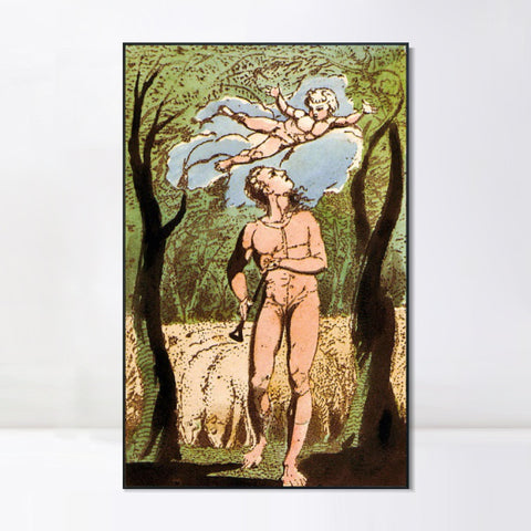 INVIN ART Framed Canvas Giclee Print Art Series#077 by William Blake Wall Art Living Room Home Office Decorations