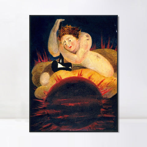 INVIN ART Framed Canvas Giclee Print Art Series#080 by William Blake Wall Art Living Room Home Office Decorations