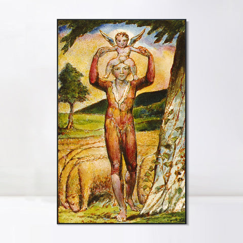 INVIN ART Framed Canvas Giclee Print Art Songs of Innocence and of Experience by William Blake Wall Art Living Room Home Office Decorations