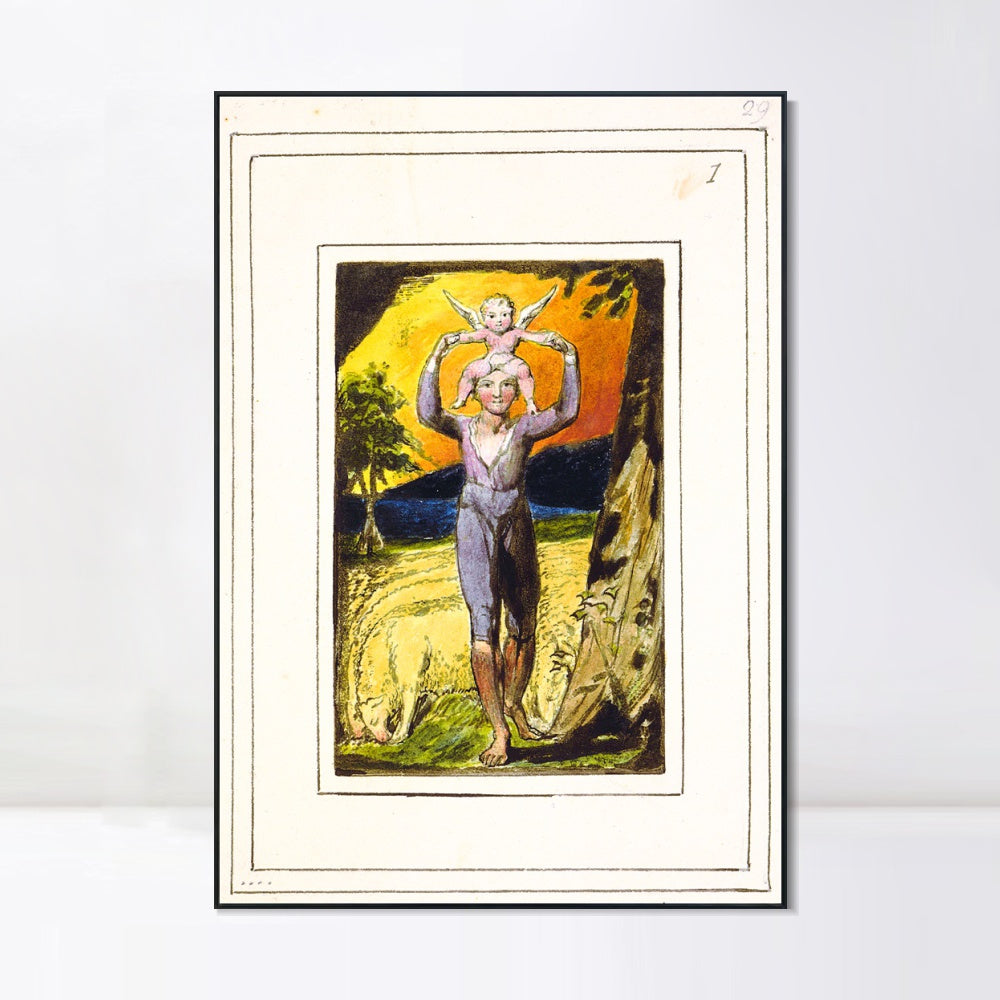 INVIN ART Framed Canvas Giclee Print Art Songs of Innocence and of Experience#4 by William Blake Wall Art