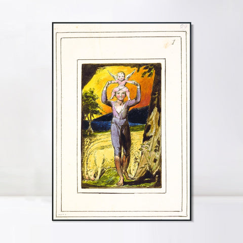 INVIN ART Framed Canvas Giclee Print Art Songs of Innocence and of Experience#4 by William Blake Wall Art Living Room Home Office Decorations