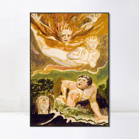 INVIN ART Framed Canvas Giclee Print Art Series#091 by William Blake Wall Art Living Room Home Office Decorations